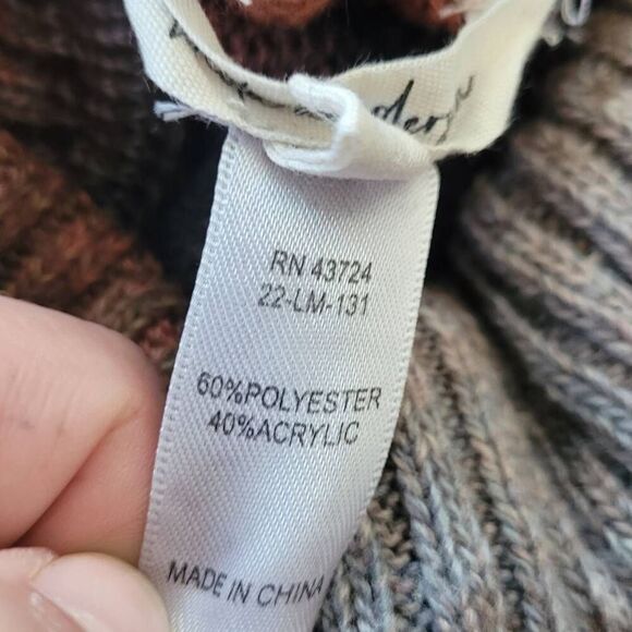 striped turtleneck knit poncho with front‎ pockets and textured details - Picture 11 of 11